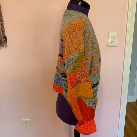 Sincerely Jules Open Front Bohemian Boxy Cropped Sweater - Picture 2 of 4